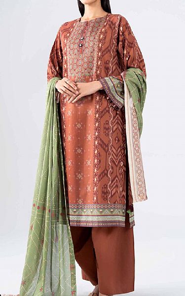 Nishat Orange Salmon Lawn Suit (2 pcs) | Pakistani Lawn Dress in USA- Image 1