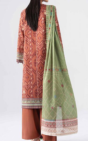 Nishat Orange Salmon Lawn Suit (2 pcs) | Pakistani Lawn Dress in USA- Image 2