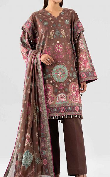 Nishat Congo Brown Lawn Suit (2 pcs) | Pakistani Lawn Dress in USA- Image 1