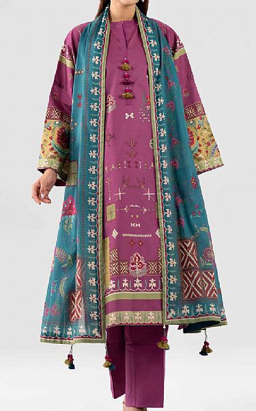 Nishat Raspberry Rose Lawn Suit (2 pcs) | Pakistani Lawn Dress in USA- Image 1