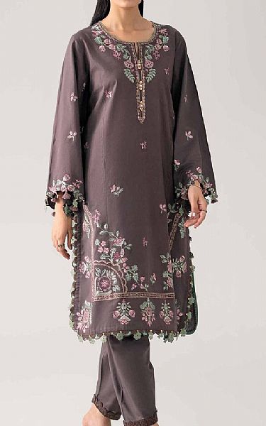 Nishat Warm Grey Lawn Suit (2 pcs) | Pakistani Lawn Dress in USA- Image 1