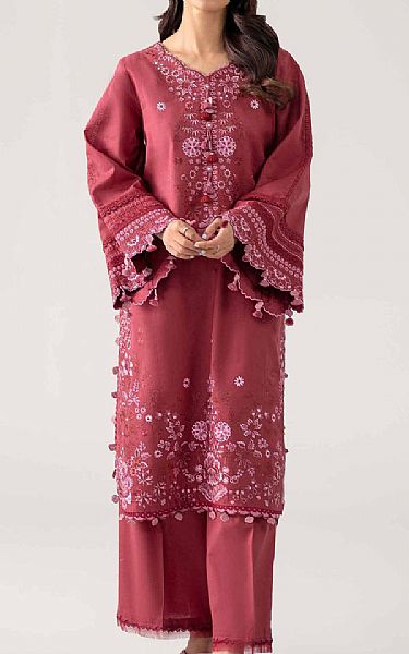 Nishat Dark Rose Lawn Suit (2 pcs) | Pakistani Lawn Dress in USA- Image 1