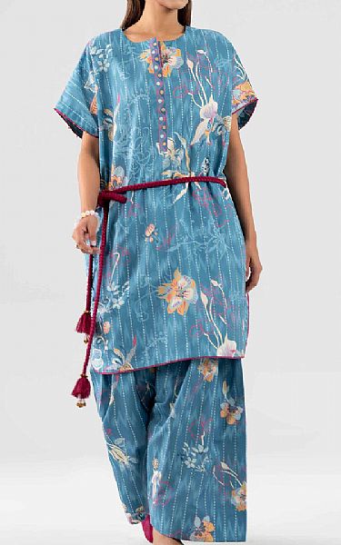 Nishat Dull Blue Lawn Suit (2 pcs) | Pakistani Lawn Dress in USA- Image 1