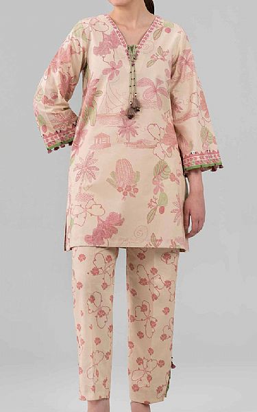 Nishat Beige Lawn Suit (2 pcs) | Pakistani Lawn Dress in USA- Image 1