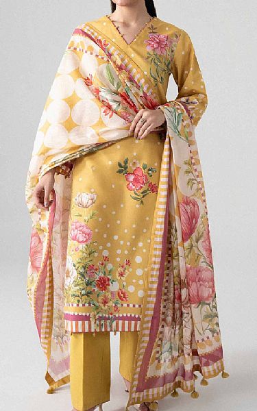 Nishat Sand Gold Lawn Suit | Pakistani Lawn Dress in USA- Image 1