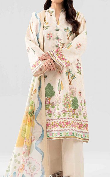 Nishat Off White Lawn Suit | Pakistani Lawn Dress in USA- Image 1