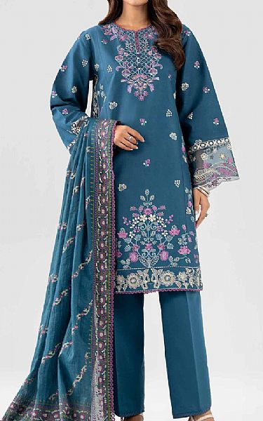 Nishat Teal Blue Lawn Suit | Pakistani Lawn Dress in USA- Image 1