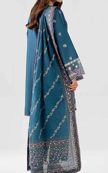 Nishat Teal Blue Lawn Suit | Pakistani Lawn Dress in USA- Image 2