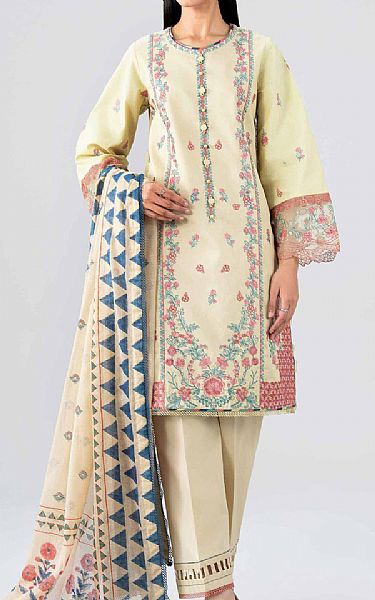 Nishat Beige Lawn Suit | Pakistani Lawn Dress in USA- Image 1