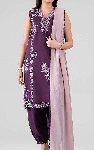 Nishat Plum Purple Lawn Suit | Pakistani Lawn Dress in USA- Image 1