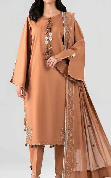 Nishat Light Salmon Lawn Suit | Pakistani Lawn Dress in USA- Image 1