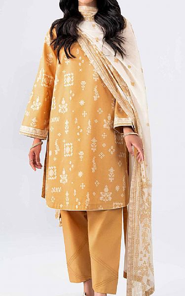 Nishat Pastel Orange/Off White Lawn Suit | Pakistani Lawn Dress in USA- Image 1