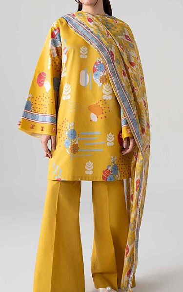 Nishat Mustard Lawn Suit | Pakistani Lawn Dress in USA- Image 1