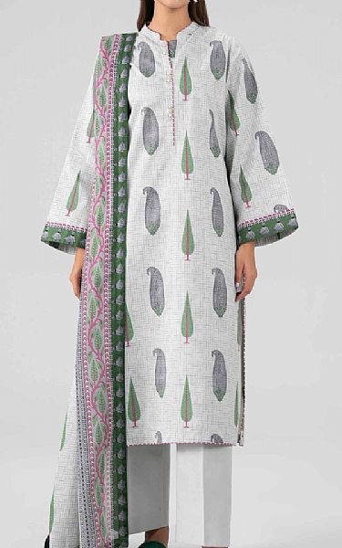 Nishat Light Grey Lawn Suit | Pakistani Lawn Dress in USA- Image 1