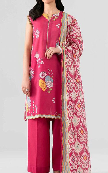 Nishat Cerise Pink Lawn Suit | Pakistani Lawn Dress in USA- Image 1