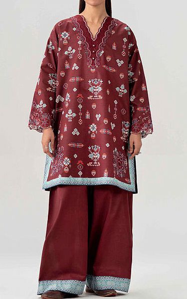 Nishat Wine berry Lawn Suit (2 pcs) | Pakistani Lawn Dress in USA- Image 1