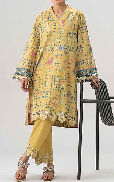Nishat Sand Gold Lawn Suit (2 pcs) | Pakistani Lawn Dress in USA- Image 1