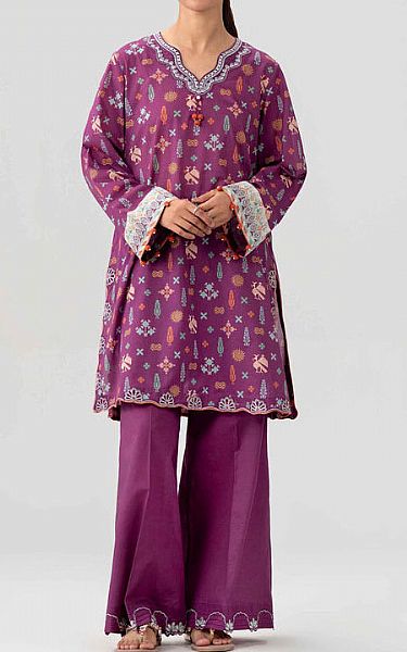 Nishat Purple Lawn Suit (2 pcs) | Pakistani Lawn Dress in USA- Image 1