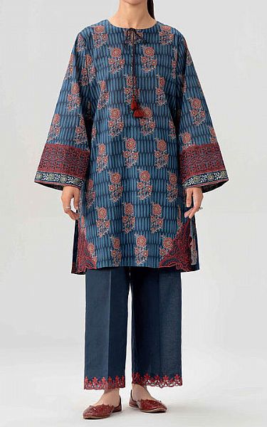 Nishat Denim Blue Lawn Suit (2 pcs) | Pakistani Lawn Dress in USA- Image 1