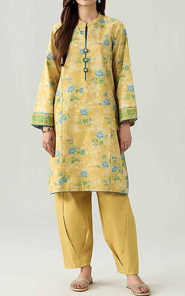 Nishat Sand Gold Lawn Suit (2 pcs) | Pakistani Lawn Dress in USA- Image 1