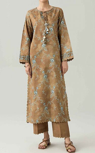Nishat Beige Lawn Suit (2 pcs) | Pakistani Lawn Dress in USA- Image 1