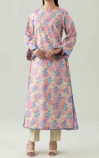 Nishat Ivory/Pink Lawn Suit (2 pcs) | Pakistani Lawn Dress in USA- Image 1