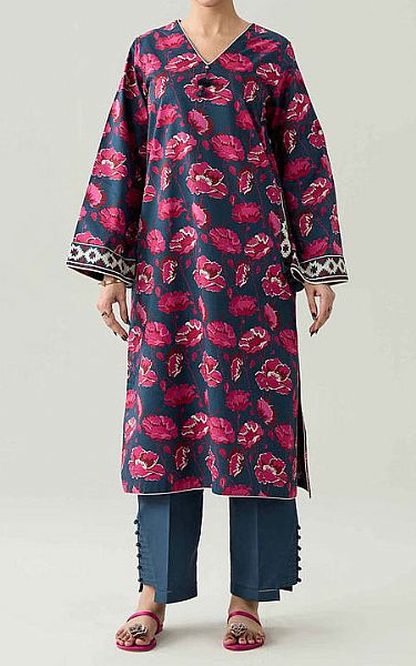 Nishat Navy Blue Lawn Suit (2 pcs) | Pakistani Lawn Dress in USA- Image 1