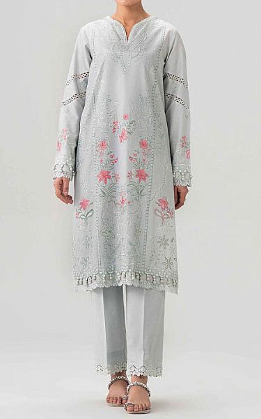 Nishat Light Grey Lawn Suit (2 pcs) | Pakistani Lawn Dress in USA- Image 1
