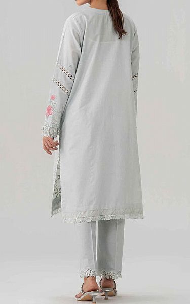 Nishat Light Grey Lawn Suit (2 pcs) | Pakistani Lawn Dress in USA- Image 2