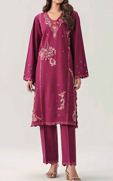 Nishat Magenta Lawn Suit (2 pcs) | Pakistani Lawn Dress in USA- Image 1