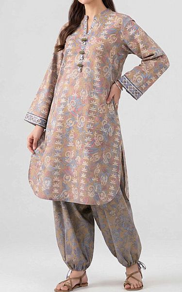 Nishat Ivory/Grey Lawn Suit (2 pcs) | Pakistani Lawn Dress in USA- Image 1