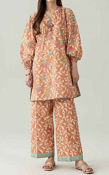 Nishat Peach Lawn Suit (2 pcs) | Pakistani Lawn Dress in USA- Image 1