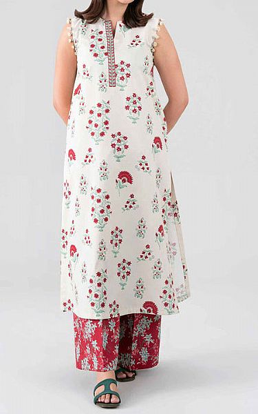 Nishat Off-white Lawn Suit (2 pcs) | Pakistani Lawn Dress in USA- Image 1
