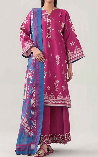 Nishat Magenta Lawn Suit | Pakistani Lawn Dress in USA- Image 1