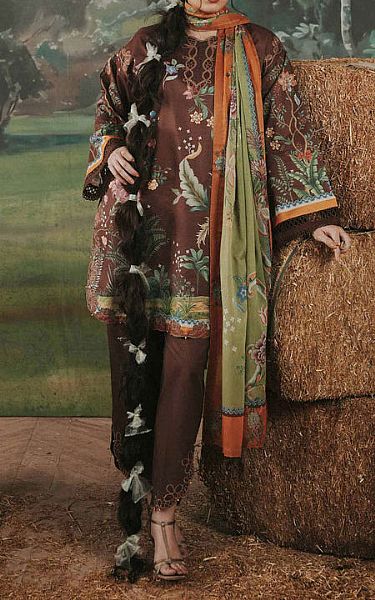 Nishat Chocolate Lawn Suit | Pakistani Lawn Dress in USA- Image 1