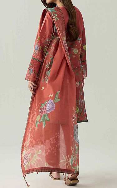 Nishat Rust Lawn Suit | Pakistani Lawn Dress in USA- Image 2