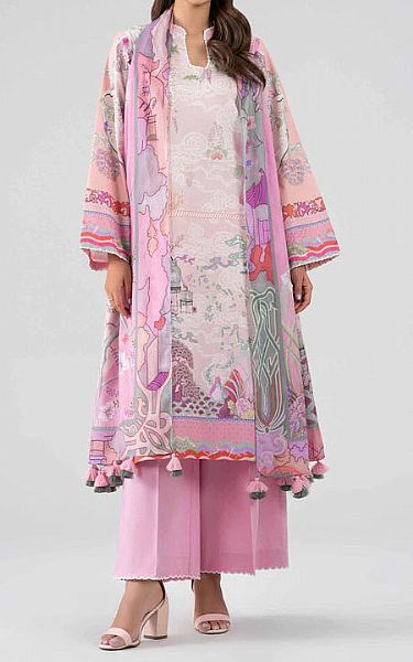 Nishat White/Pink Lawn Suit | Pakistani Lawn Dress in USA- Image 1