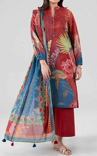 Nishat Rust Lawn Suit | Pakistani Lawn Dress in USA- Image 1