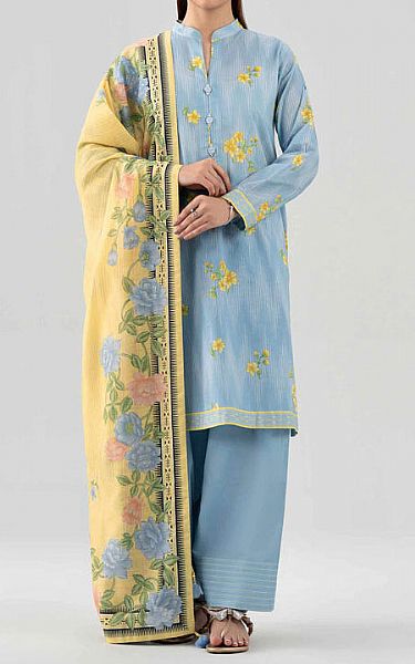 Nishat Baby Blue Lawn Suit | Pakistani Lawn Dress in USA- Image 1