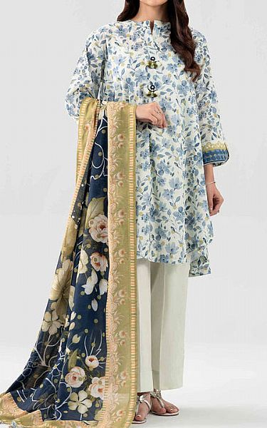 Nishat Off-white Lawn Suit | Pakistani Lawn Dress in USA- Image 1