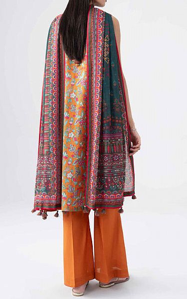 Nishat Bright Orange Lawn Suit | Pakistani Lawn Dress in USA- Image 2