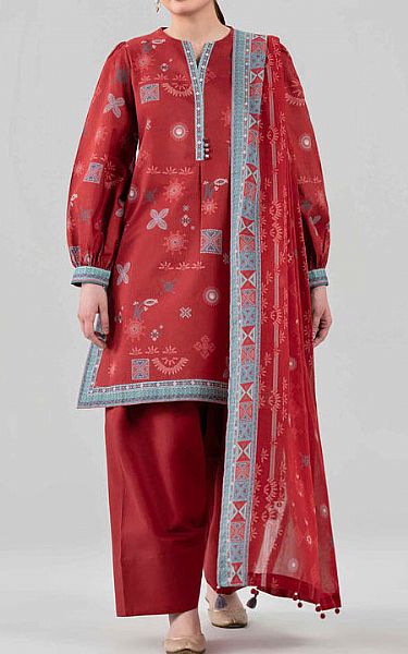 Nishat Rust Lawn Suit | Pakistani Lawn Dress in USA- Image 1