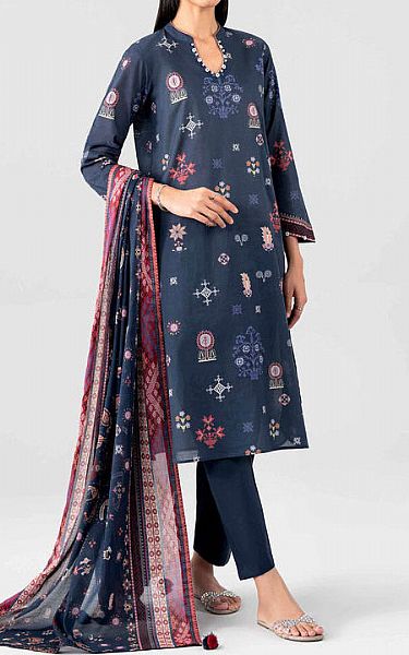 Nishat Navy Blue Lawn Suit | Pakistani Lawn Dress in USA- Image 1