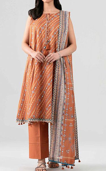 Nishat Dark Peach Lawn Suit | Pakistani Lawn Dress in USA- Image 1