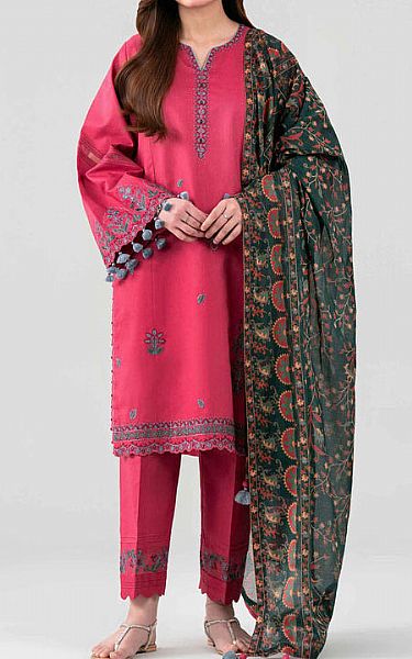 Nishat Hot Pink Lawn Suit | Pakistani Lawn Dress in USA- Image 1