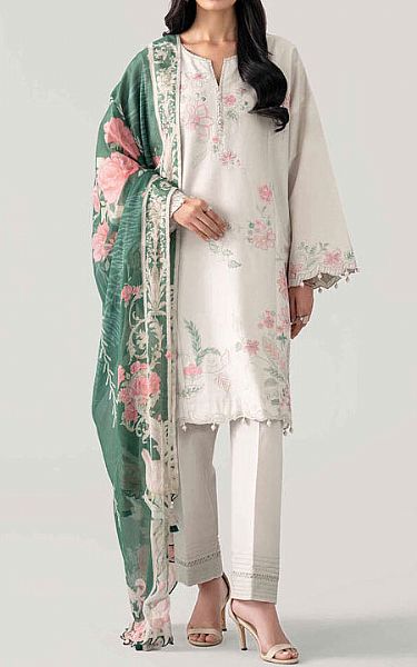 Nishat Off-white Lawn Suit | Pakistani Lawn Dress in USA- Image 1