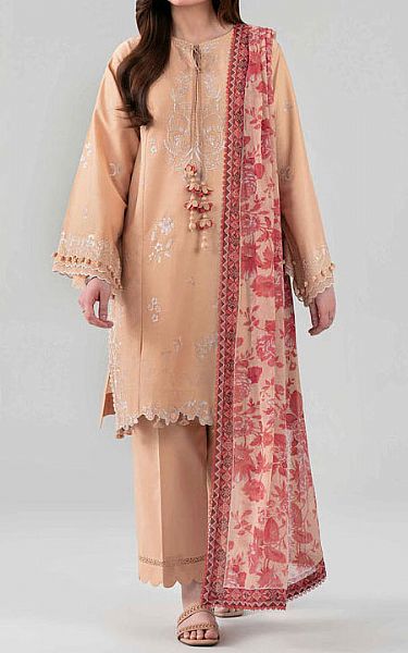 Nishat Light Peach Lawn Suit | Pakistani Lawn Dress in USA- Image 1