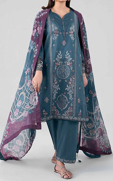 Nishat Denim Blue Lawn Suit | Pakistani Lawn Dress in USA- Image 1