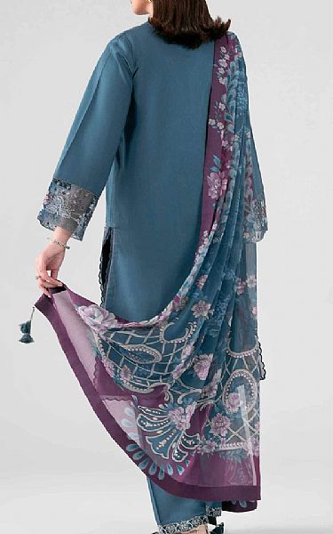 Nishat Denim Blue Lawn Suit | Pakistani Lawn Dress in USA- Image 2