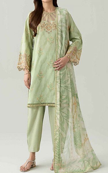 Nishat Light Green Lawn Suit | Pakistani Lawn Dress in USA- Image 1